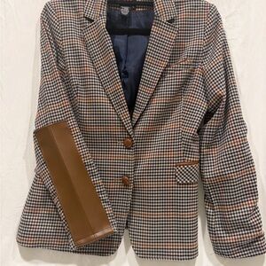 Jules & Leopold Checkered Blazer with Tan Accents
